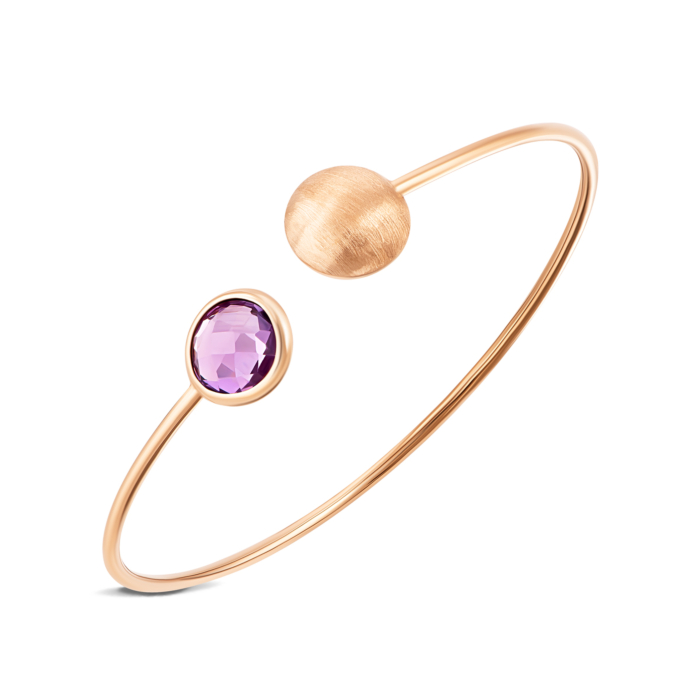 Золотий жорсткий браслет з аметистом.Артикул UG5б453ам