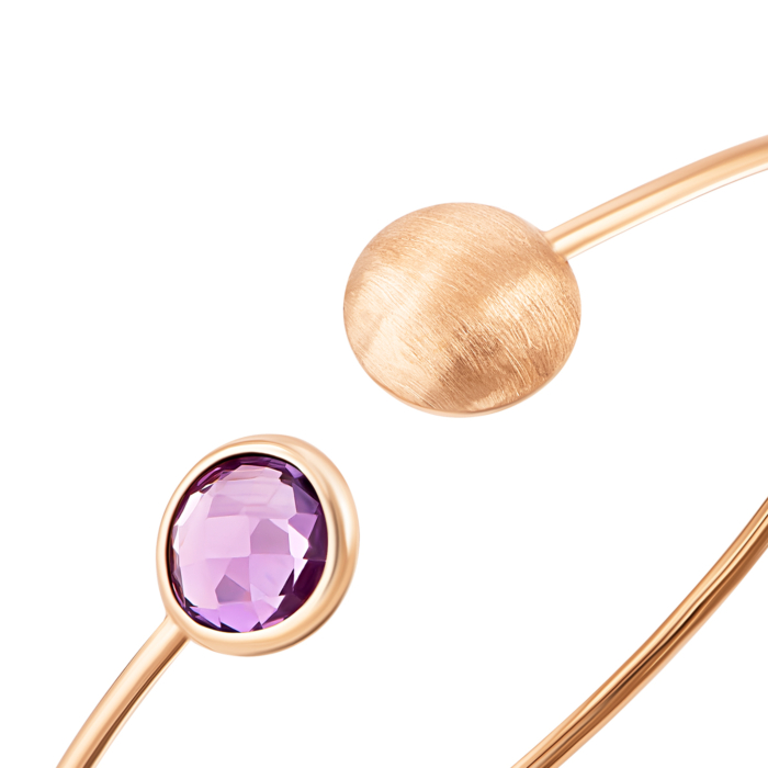 Золотий жорсткий браслет з аметистом.Артикул UG5б453ам