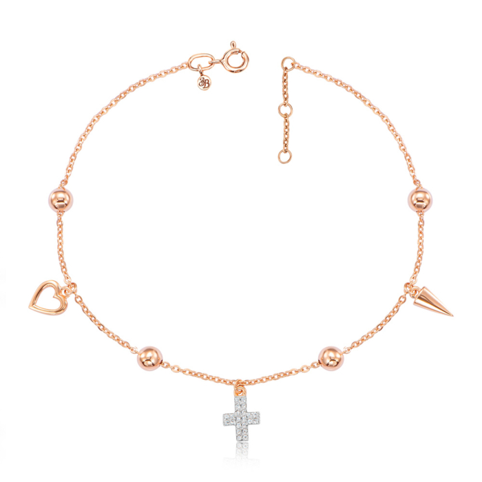 Золотий браслет на ногу з фіанітами. Артикул 7142/77024/01/1/42