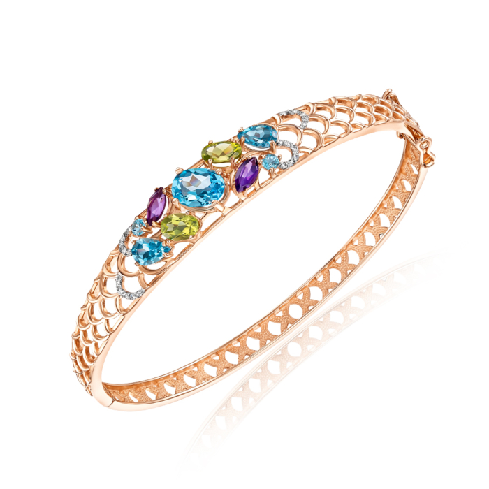 Золотий браслет з міксом каменів. Артикул 7115/01/1/5724