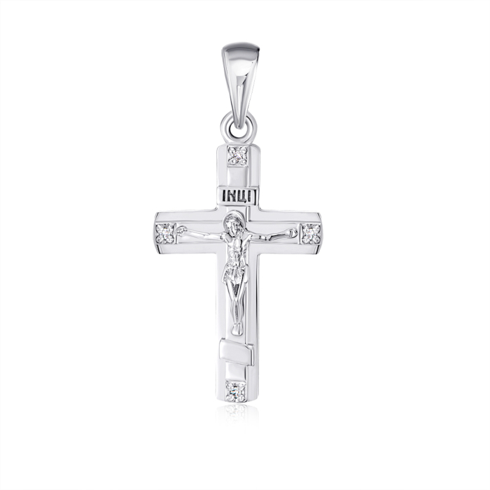 Золотий хрестик з діамантами. Артикул 560095/02/1/8007