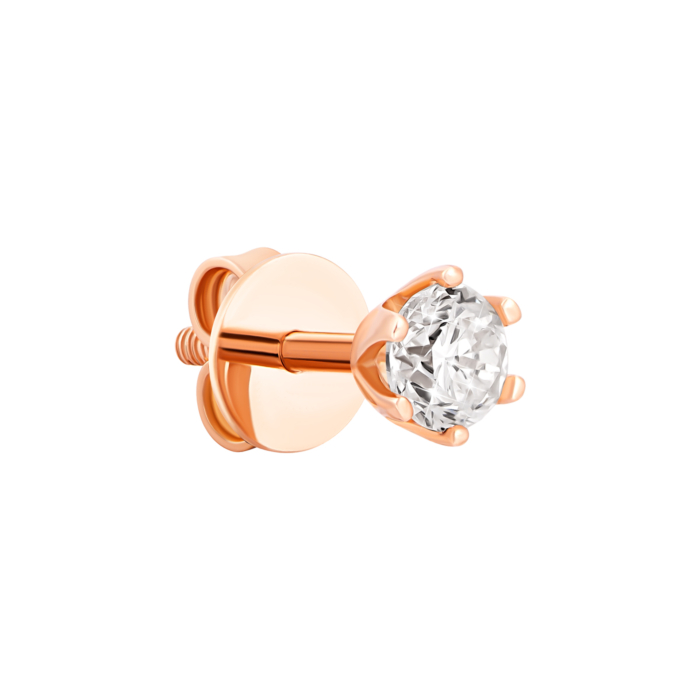 Золотий одиночний пусет з діамантом.Артикул UG52111013501 бр mono