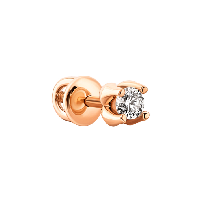 Золотий одиночний пусет з фіанітом.Артикул UG5260234310101