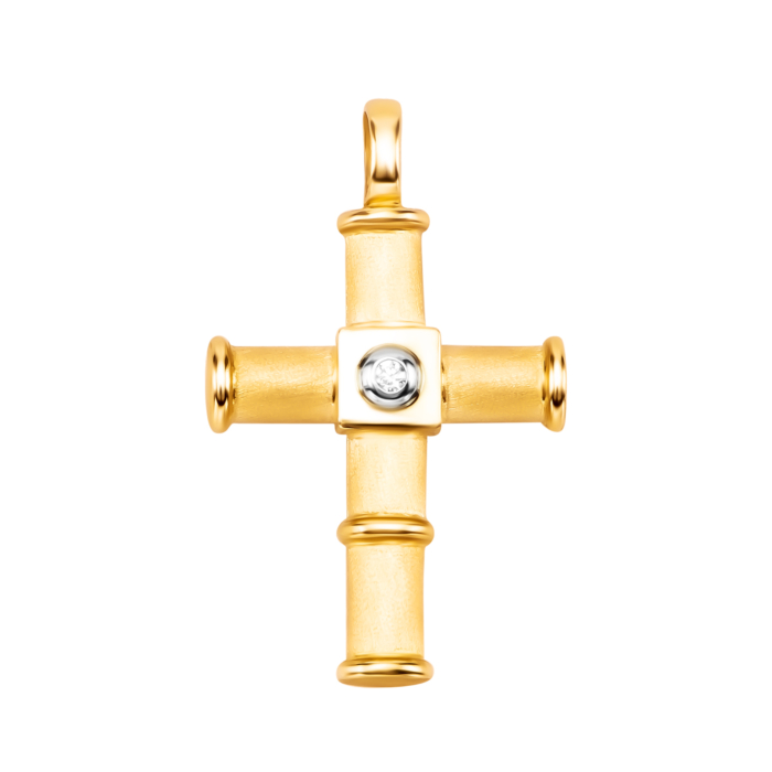 Золота підвіска Хрестик з фіанітом. Артикул UG53/31/033/2
