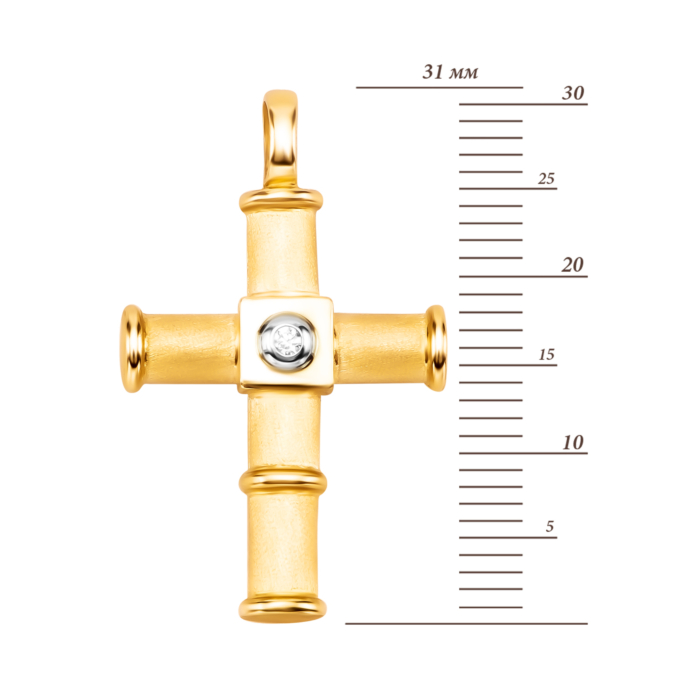 Золота підвіска Хрестик з фіанітом. Артикул UG53/31/033/2