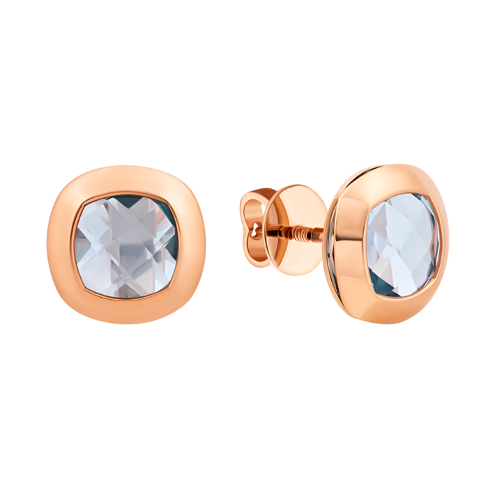 Золотые пуссеты с кварцом swiss.Артикул UG52/50/325