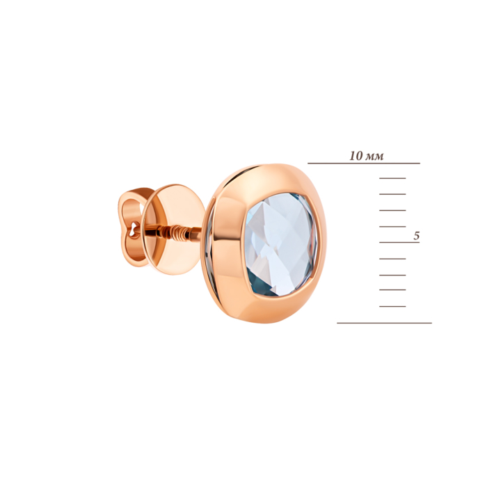 Золотые пуссеты с кварцом swiss.Артикул UG52/50/325