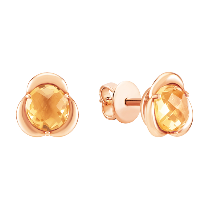 Золотые пусеты с кварцем. Артикул UG52/50/508