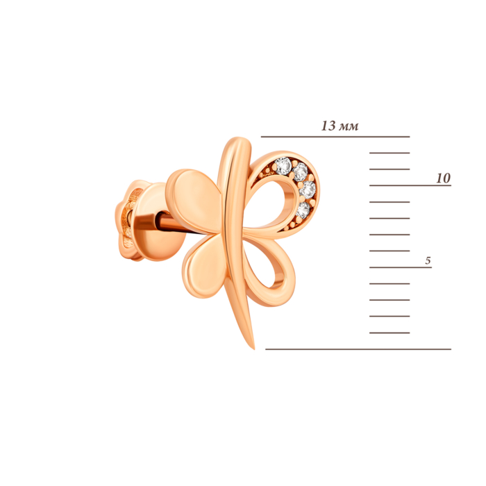 Золоті пусети Метелики з фіанітами.Артикул UG52111022101