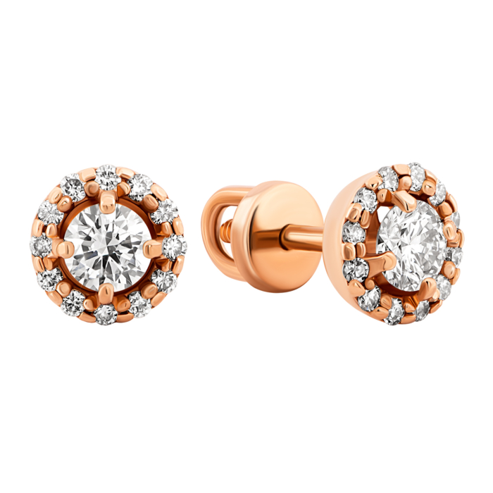 Золотые пуссеты с бриллиантами.Артикул UG52103449201