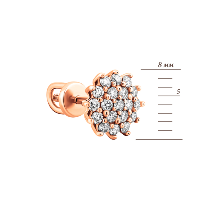 Золоті пусети з діамантами.Артикул UG52191504201