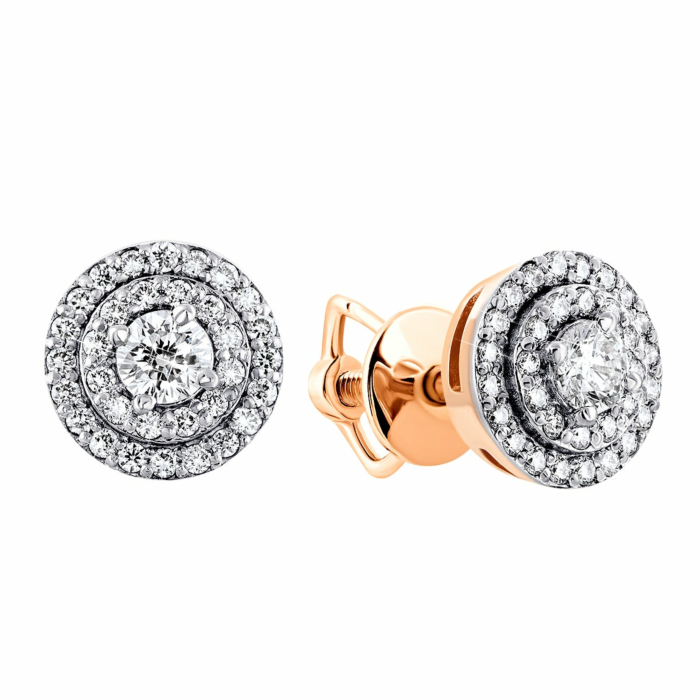 Золотые пуссеты с бриллиантами. Артикул UG5С2672