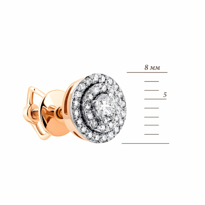 Золотые пуссеты с бриллиантами. Артикул UG5С2672