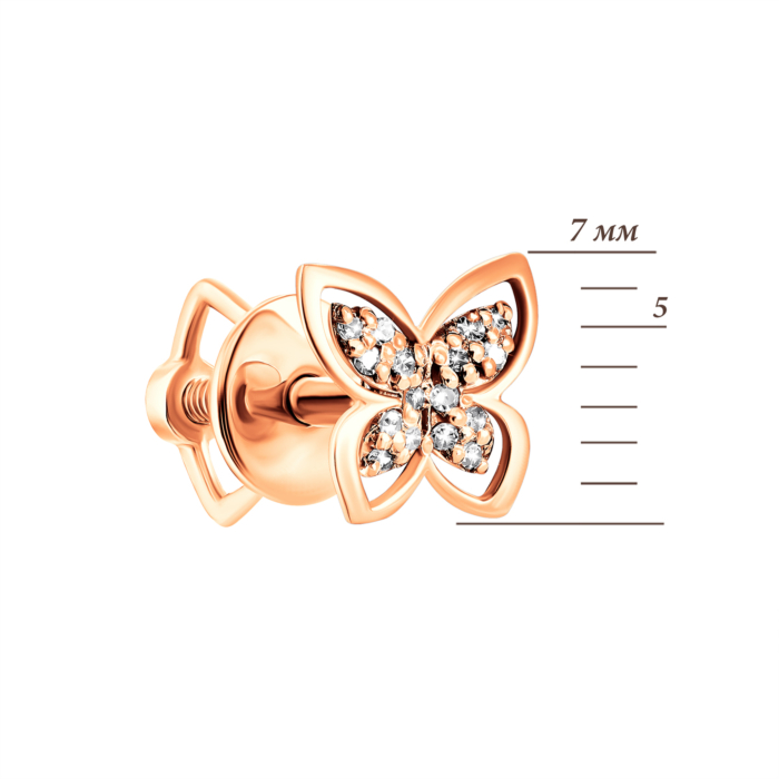 Золотые пуссеты с бриллиантами.Артикул UG5СМ0008