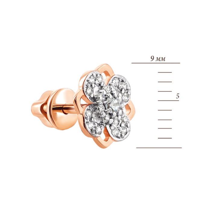 Золотые пуссеты с фианитами. Артикул UG5700246-СП Рр