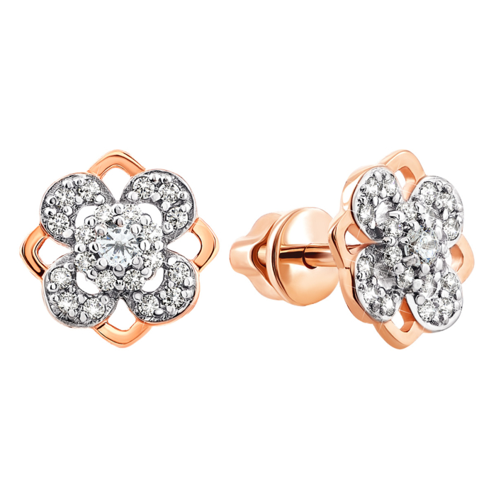 Золотые пуссеты с фианитами. Артикул UG5700246-СП Рр