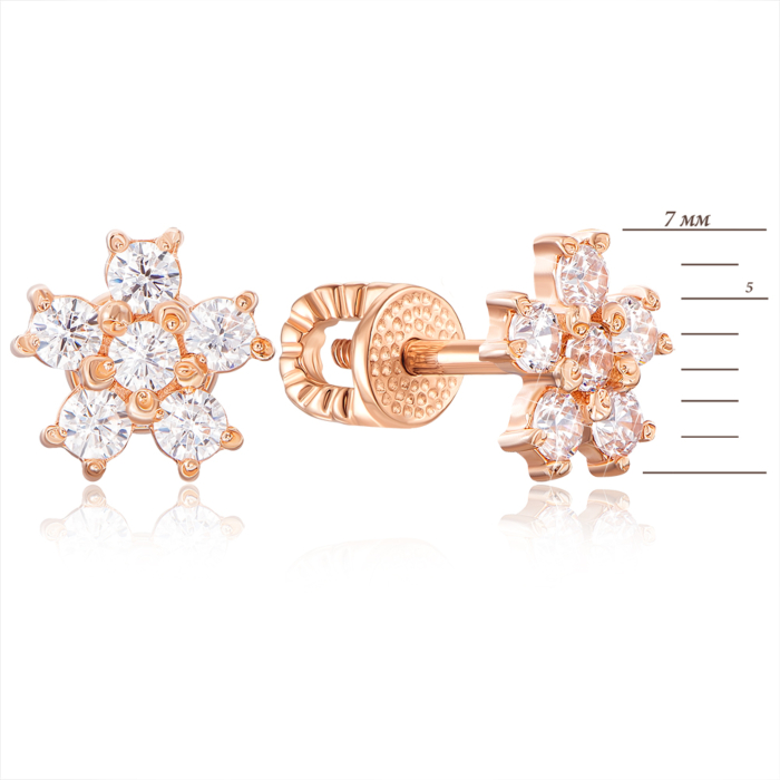 Золоті пусети з фіанітами. Артикул 21010