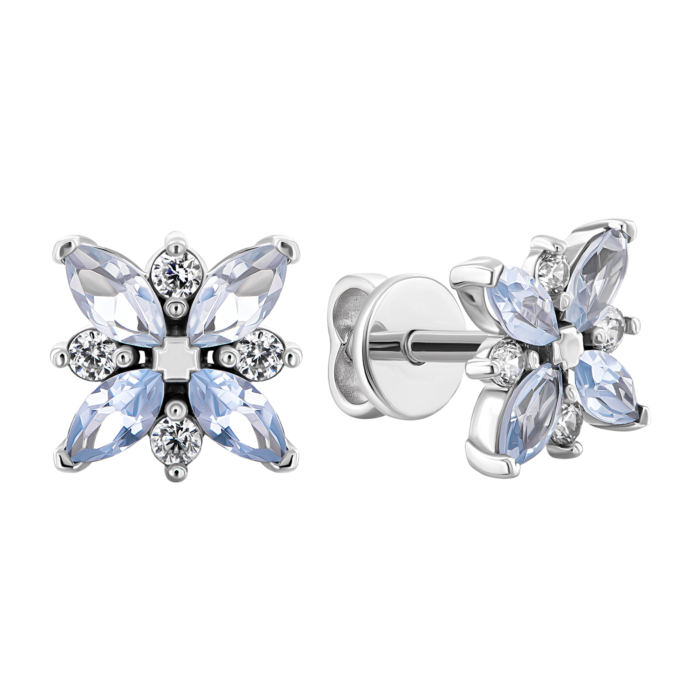 Золоті пусети з фіанітами.Артикул UG5С 016/1G