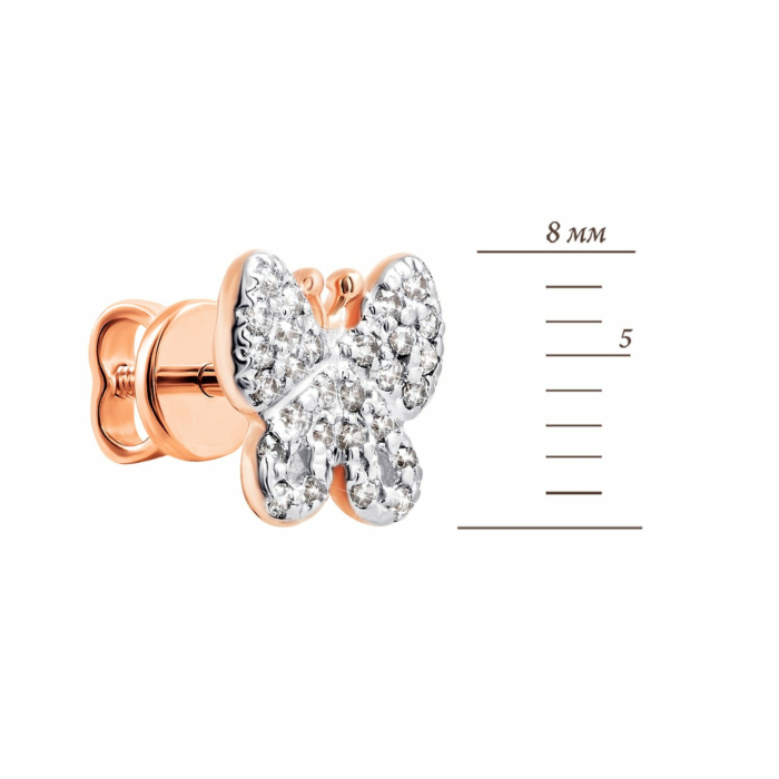 Золотые пуссеты с фианитами. Артикул UG5С0432G