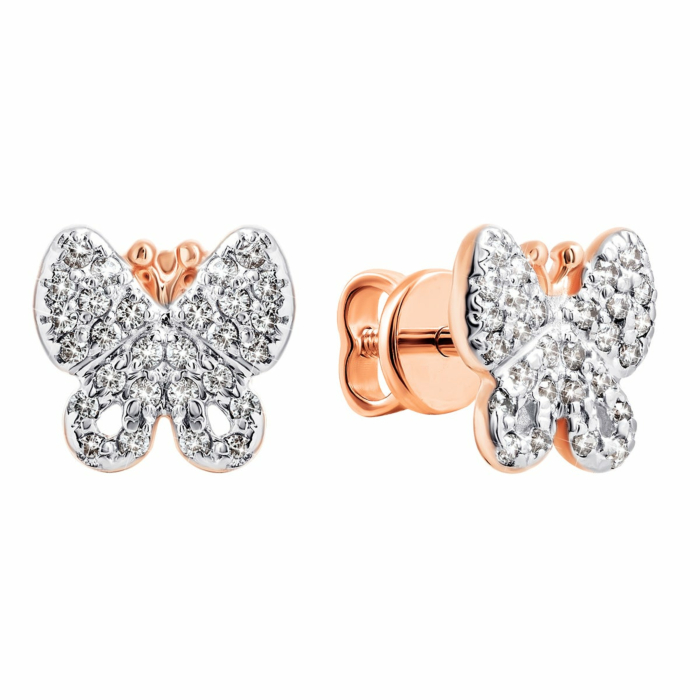 Золотые пуссеты с фианитами. Артикул UG5С0432G