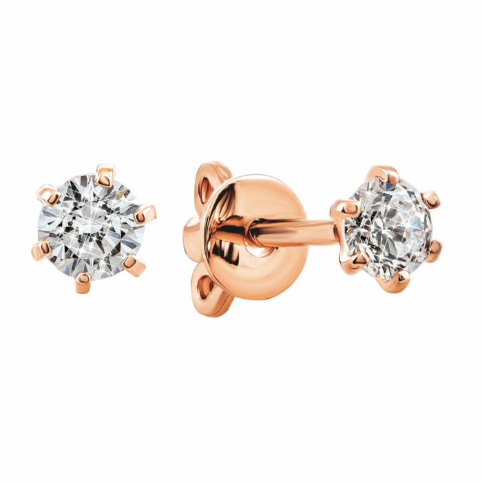 Золотые пуссеты с фианитами. Артикул UG5СП020и