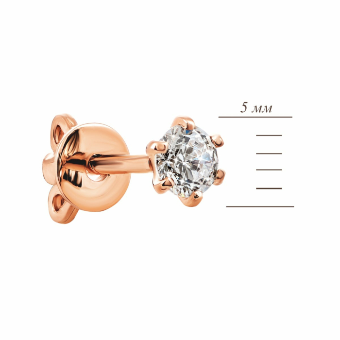 Золотые пуссеты с фианитами. Артикул UG5СП020и