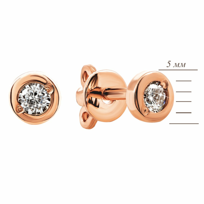 Золотые пуссеты с фианитами. Артикул UG5СП131и