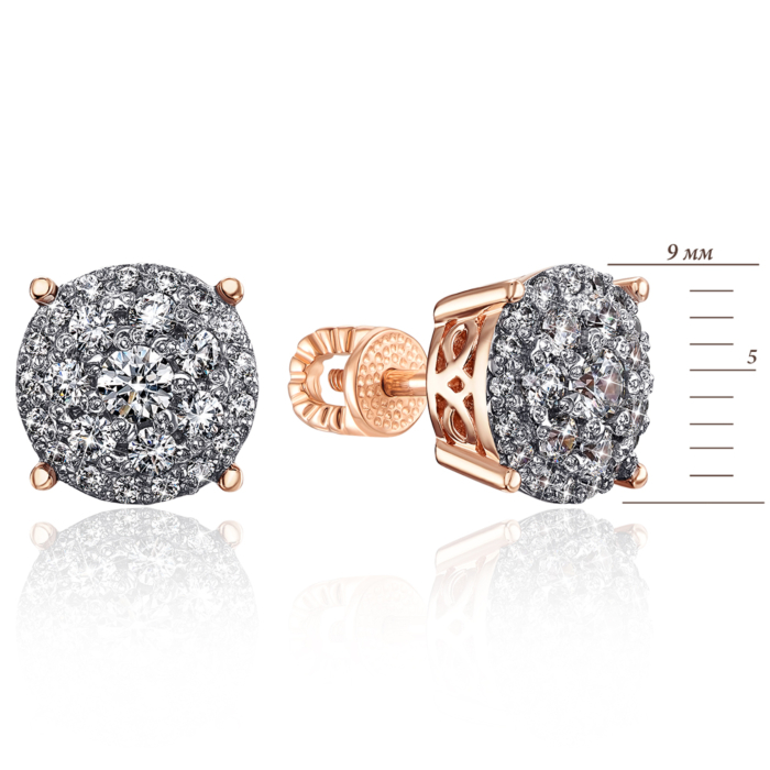 Золоті пусети з фіанітами S. Артикул 21940/01/1/1742