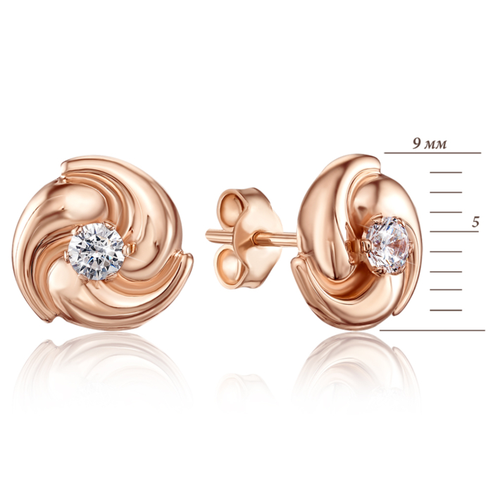 Золоті пусети з фіанітом. Артикул 02832/01/0/28