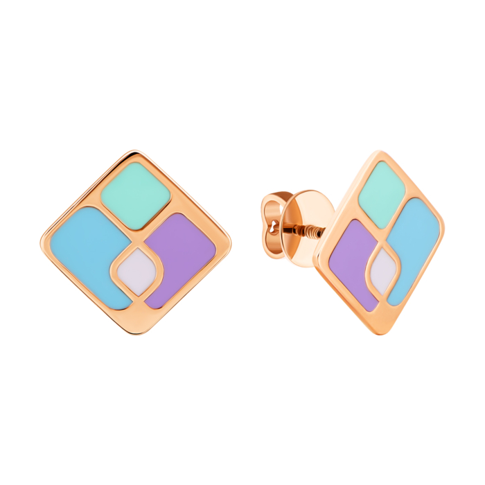 Золоті пусети з емаллю.Артикул UG52/50/328