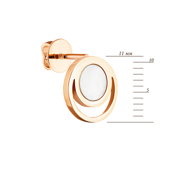 Золотые пуссеты с перламутром.Артикул UG52/50/324