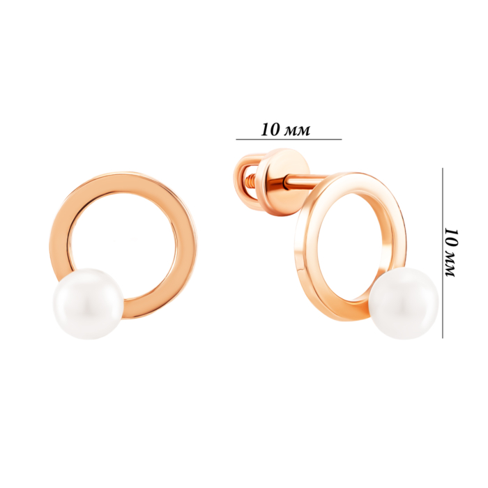 Золотые пусеты с жемчугом. Артикул UG5210989510101п