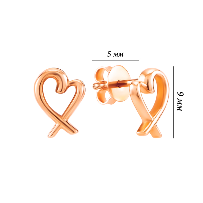 Золоті пусети Серце. Артикул UG52/50/851