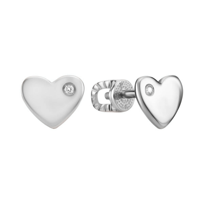 Золотые пусеты Сердце с фианитом. Артикул UG521/0171/02/01/02