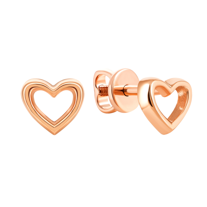 Золотые пуссеты Сердце. Артикул UG5С0422G