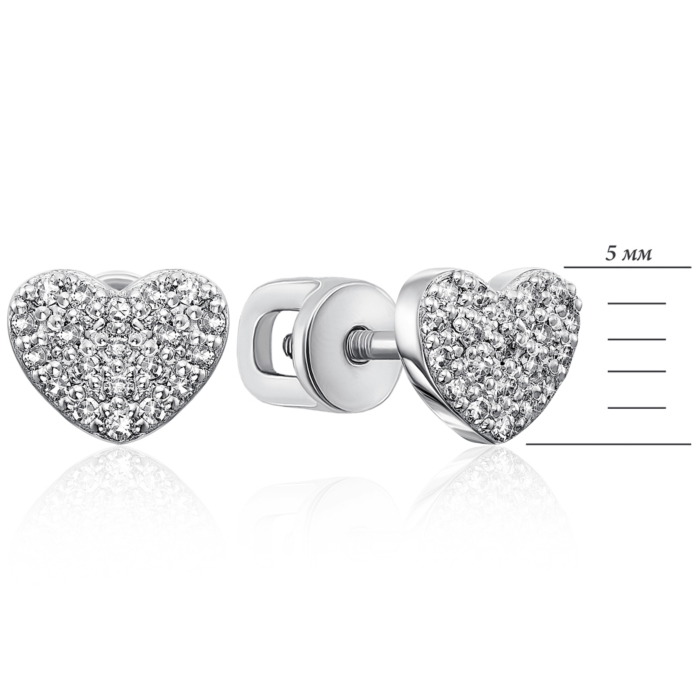 Золоті пусети «Серце» з діамантами. Артикул 807034/02/1/8007