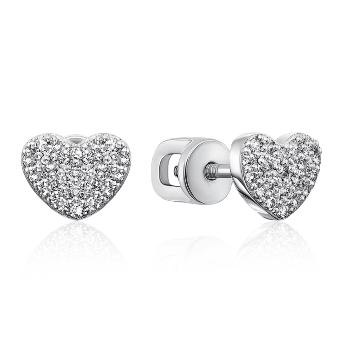 Золоті пусети «Серце» з діамантами. Артикул 807034/02/1/8007