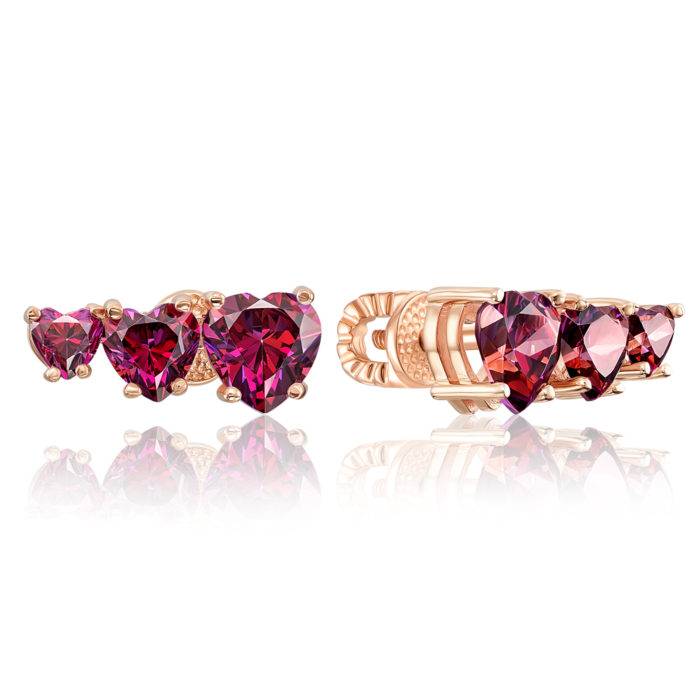 Золотые пуссеты «Сердце» с фианитами S. Артикул 22293/01/0/3060