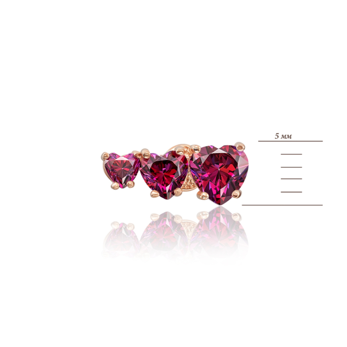 Золотые пуссеты «Сердце» с фианитами S. Артикул 22293/01/0/3060