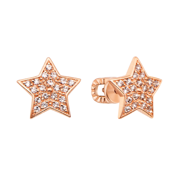 Золотые пуссеты Звездочки с фианитами (21805-1/01/0/1)