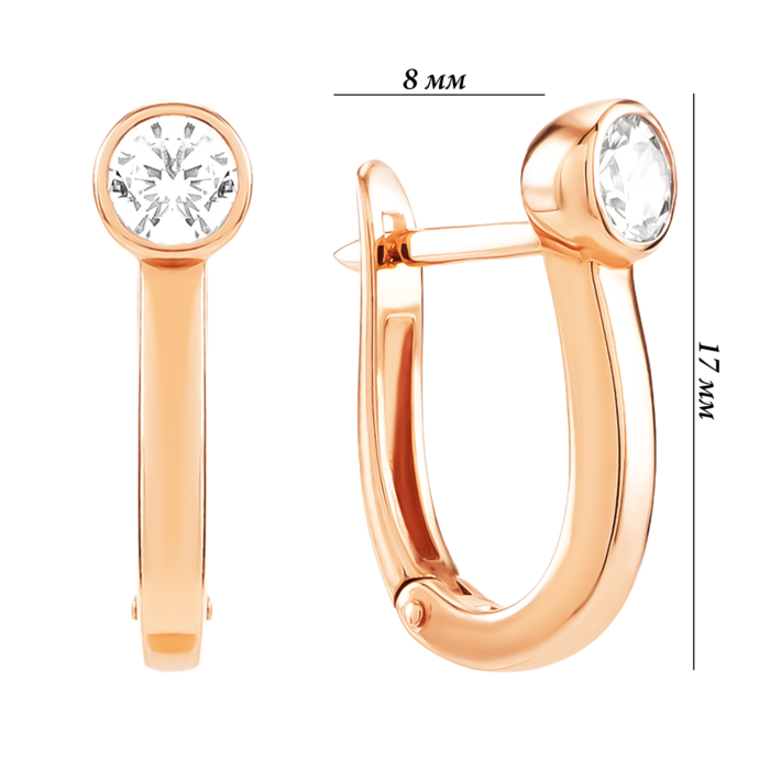 Золоті сережки з фіанітом. Артикул UG5210908410101