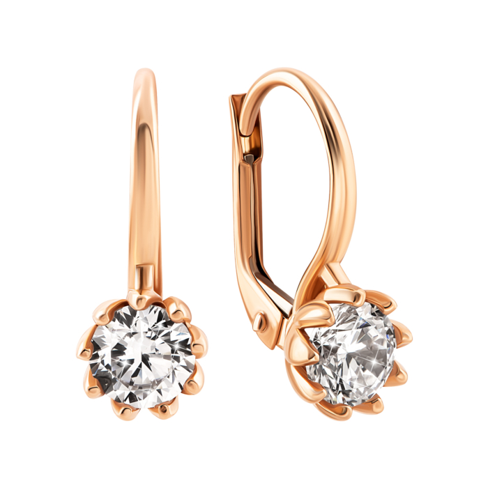 Золоті сережки з фіанітом.Артикул UG52111011801