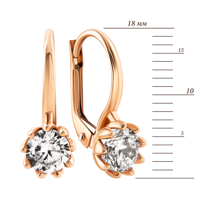 Золоті сережки з фіанітом.Артикул UG52111011801