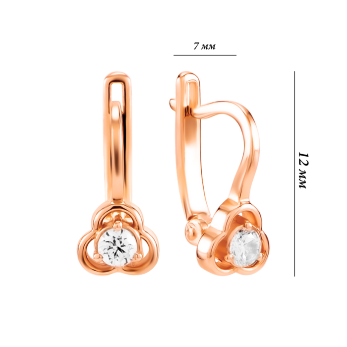 Золоті сережки з фіанітом. Артикул UG5332560