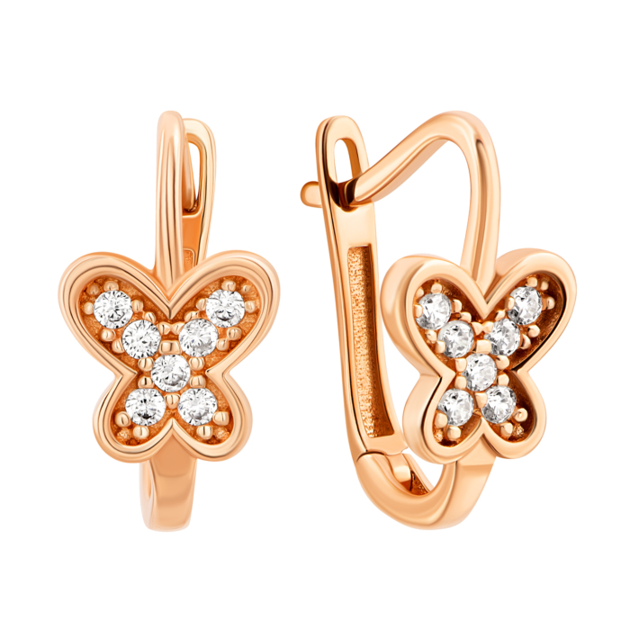 Золоті сережки Метелики з фіанітами.Артикул UG52111021601