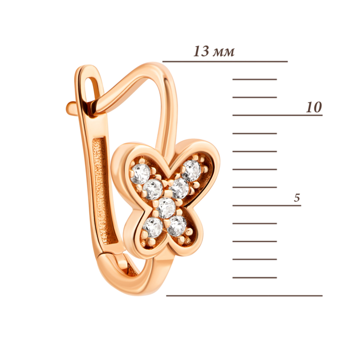 Золоті сережки Метелики з фіанітами.Артикул UG52111021601