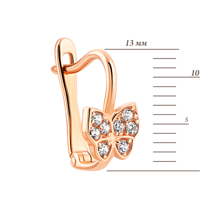 Золотые серьги Бабочки с фианитами.Артикул UG5с118