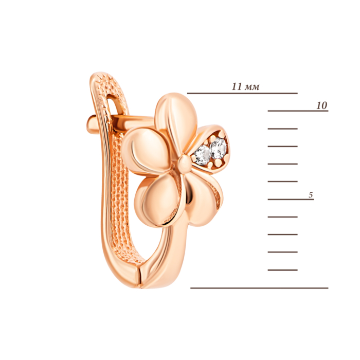 Золоті сережки Квіти з фіанітами.Артикул UG52111013501