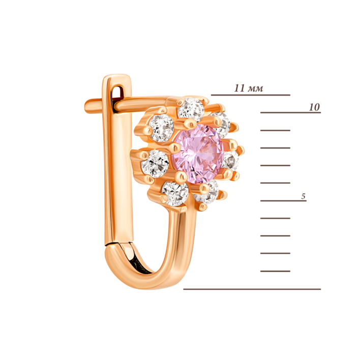 Золоті сережки Квіти з фіанітами.Артикул UG52111021701