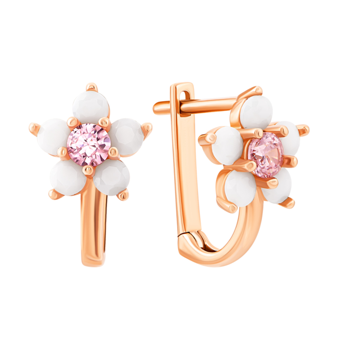 Золоті сережки Квіти з фіанітами.Артикул UG52011014701